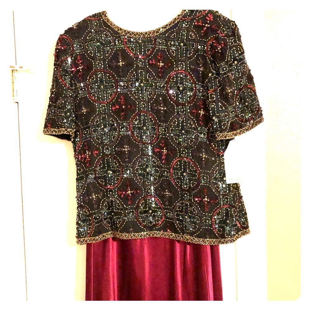 2 piece Sequin Top with Skirt